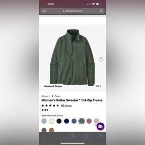 Patagonia Better Sweater 1/4 Zip in Hemlock Green